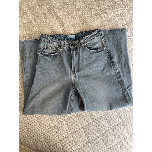 Show Me Your MuMu Denim - MuMu Jeans Women's High Rise Wide Leg Cropped Distressed Raw Hem Size XS